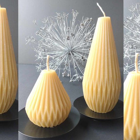 origami tear drop candle, natural beeswax