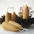 beeswax pair of small stumpy candles dipped